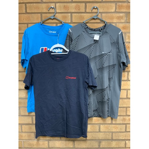 46 - 2 X BERGHAUS M T-SHIRTS & MONTERRAIN GREY T SHIRT ALL SIZE M COST NEW £86 (P23170721/JT/04)