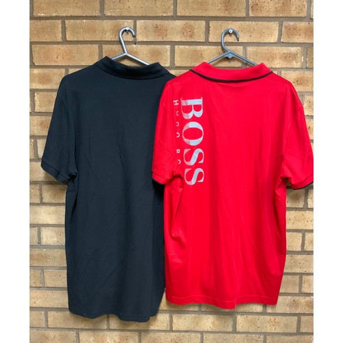 85 - 2 HUGO BOSS POLO SHIRTS (RED XL & BLACK XXL) RRP £178 (P22048566OMC/170322/11)