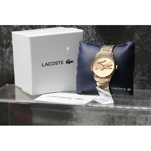 190 - LACOSTE LADYCROC CARNATION ROSE GOLD COULRED WATCH NEW IN BOX RRP £159 ( P23007079 /C )