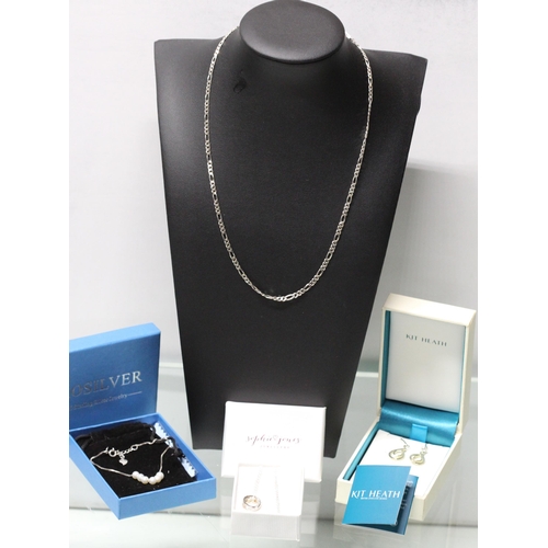 221 - PRO SILVER 925 BRACELET RRP £12, SOPHIE JONES INTERLINK 925 SILVER NECKLACE RRP £30, KIT HEATH SILVE... 