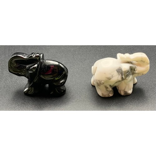 229 - 2 X Mookaitedecor Natural Stone Elephants RRP £20 ( P23007079 /C )