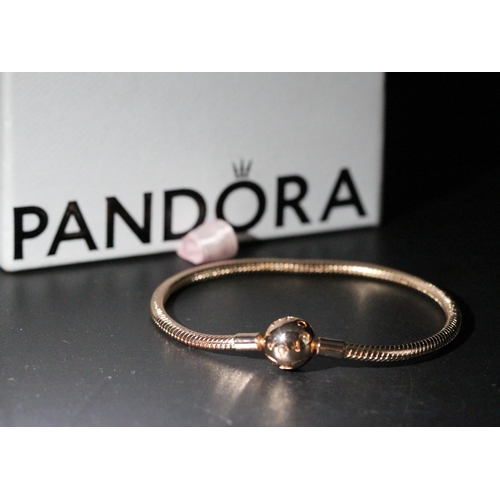 218 - PANDORA ROSE GOLD SNAKE BRACELET IN BOX RRP £110 ( P23011475 /C )