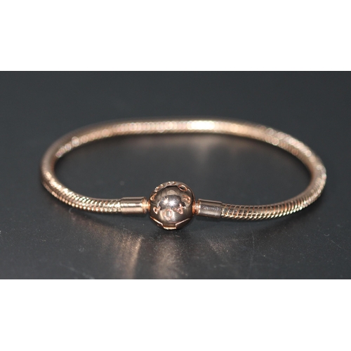 218 - PANDORA ROSE GOLD SNAKE BRACELET IN BOX RRP £110 ( P23011475 /C )