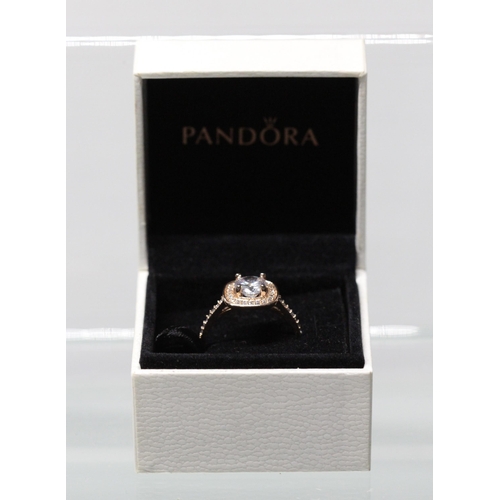 216 - PANDORA ROSE GOLD SPARKLE CUBIC ZIRCONIA RING IN BOX RRP £80 ( P23011475 /C )