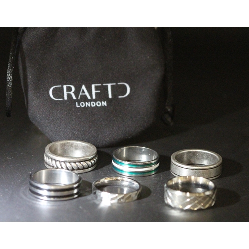 228 - CRAFTED ROPE RING RRP £40, CRAFTED BAND RRP £37 & 4 GENTS RINGS ( P23011475 /C )