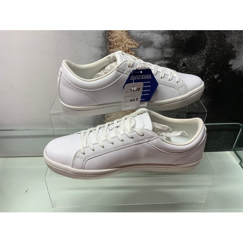 122 - LACOSTE STRAIGHTSET WHITE TRAINERS UK 8 RRP £54 ( P20197817 /C )