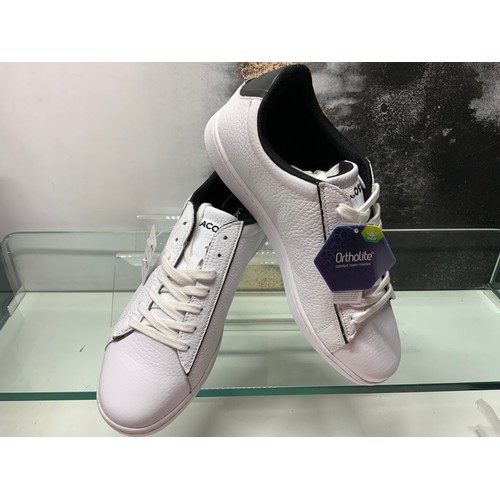 123 - LACOSTE CARNABY WHITE TRAINERS UK 8 RRP £60 ( P20197817 /C )