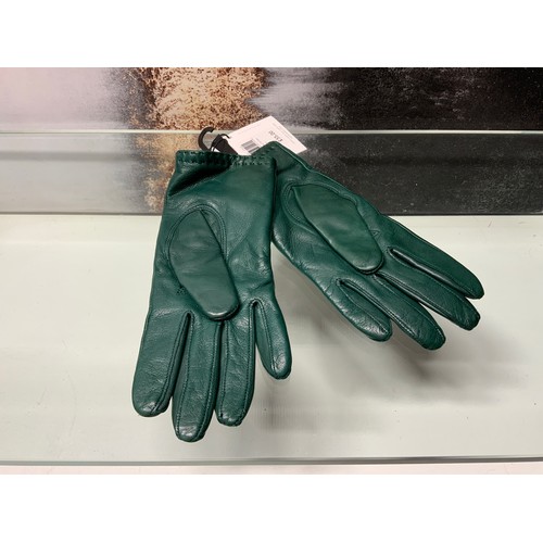 29 - JOHN LEWIS GREEN LEATHER GLOVES NEW WITH TAGS SIZE XS RRP £55 ( P23006734 /C )