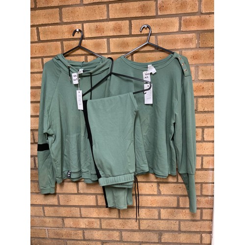 215 - HEAVEN SWIM AUSTRALIA SET - GREEN HOODIE SIZE M, LONG SLEEVE SWEATSHIRT SIZE L, JOGGERS SIZE M -ALL ... 