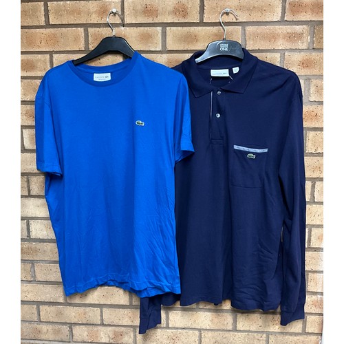 87 - LACOSTE NAVY LONG SLEEVE TOP SIZE LARGE & LACOSTE T SHIRT - BLUE - SIZE LARGE - Total RRP £135 (... 