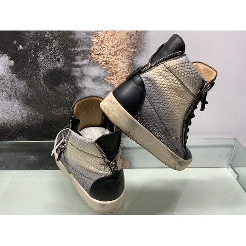 191 - GIUSEPPE ZANNOTTI HI SNAKE BLACK LEATHER HIGH TOP TRAINERS IN BOX SIZE 43 - COST NEW £400