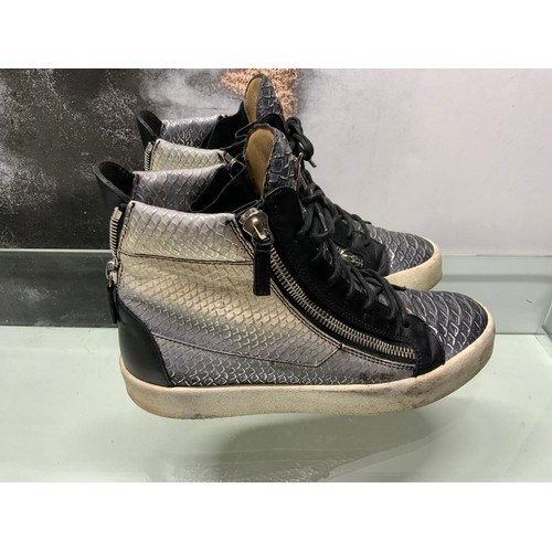 191 - GIUSEPPE ZANNOTTI HI SNAKE BLACK LEATHER HIGH TOP TRAINERS IN BOX SIZE 43 - COST NEW £400