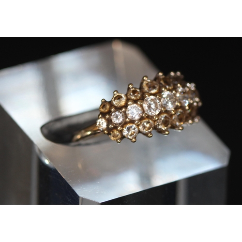 248 - 9CT GOLD TRIPLE ROW DRESS ETERNITY RING ( P20105023 /C )