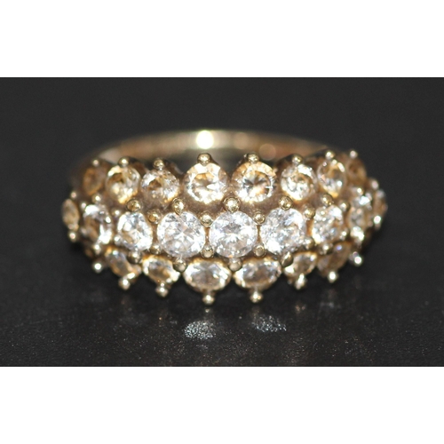 248 - 9CT GOLD TRIPLE ROW DRESS ETERNITY RING ( P20105023 /C )