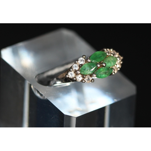 246 - DRESS RING WITH GREEN AND WHITE STONES ( P22022010 /C )