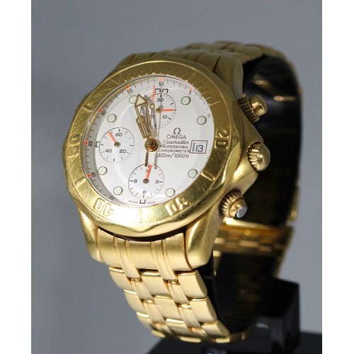 243 - OMEGA SEAMASTER PRO DIVERS CHRONOGRAPH 18K YELLOW GOLD ON BRACELET MODEL 2196.20.00 -CALIBRE 1154, T... 