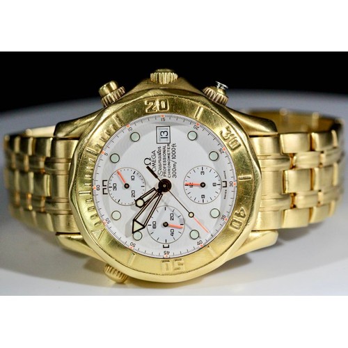 243 - OMEGA SEAMASTER PRO DIVERS CHRONOGRAPH 18K YELLOW GOLD ON BRACELET MODEL 2196.20.00 -CALIBRE 1154, T... 