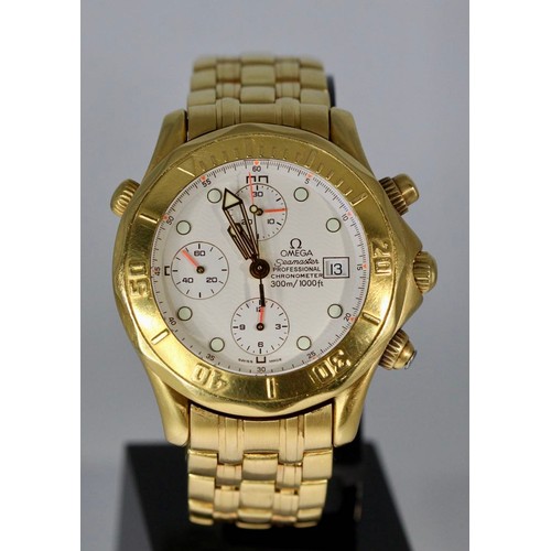 243 - OMEGA SEAMASTER PRO DIVERS CHRONOGRAPH 18K YELLOW GOLD ON BRACELET MODEL 2196.20.00 -CALIBRE 1154, T... 