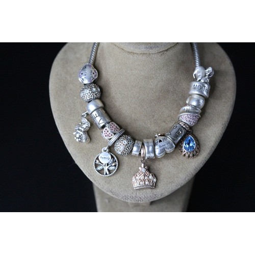 199 - PANDORA STYLE BRACELET WITH 17 CHARMS (P22123189/F)