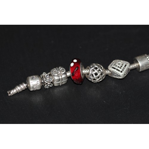 194 - PANDORA BRACELET WITH  10 CHARMS & 2 CLASPS A/F CLASP RRP APROX £320-£470 (P21086964/F)