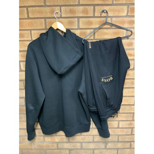 90 - HUGO BOSS HOODIE BLACK GOLD LOGO EMBROIDERY SIZE XXXL RRP £71 & HUGO BOSS GOLD EMBROIDERED SWEAT... 