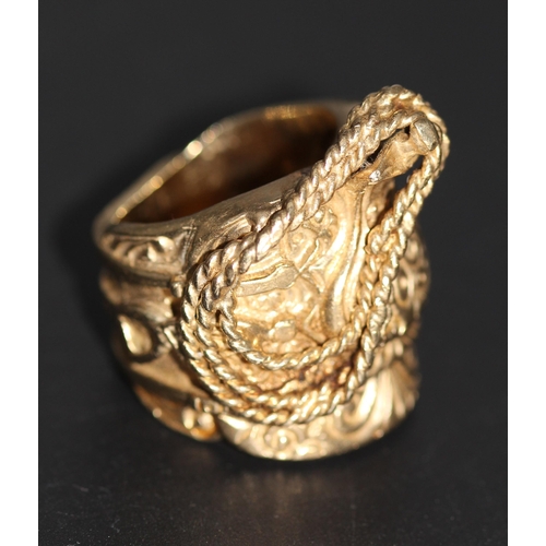 127 - 9CT GOLD PLATED SADDLE RING (HALLMARKED 375)(P19211354 /C )