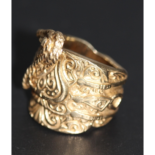 127 - 9CT GOLD PLATED SADDLE RING (HALLMARKED 375)(P19211354 /C )