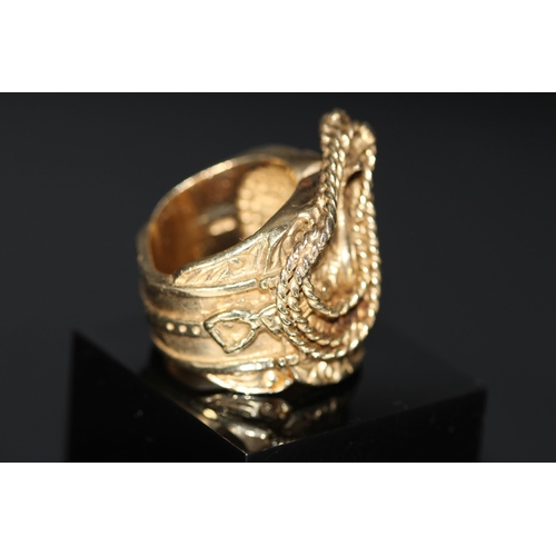 127 - 9CT GOLD PLATED SADDLE RING (HALLMARKED 375)(P19211354 /C )