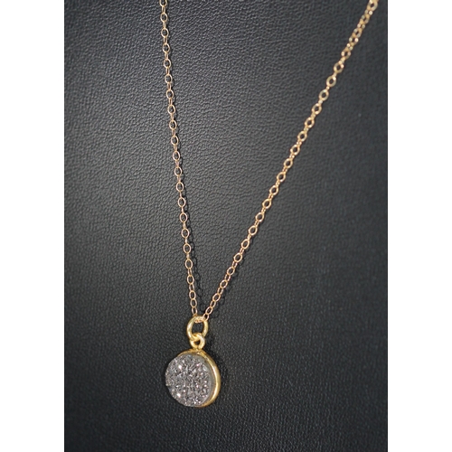 120 - CHARCOAL RAW DRUZY NECKLACE RRP £59 (GOLD PLATED) ( P22022010 /C )