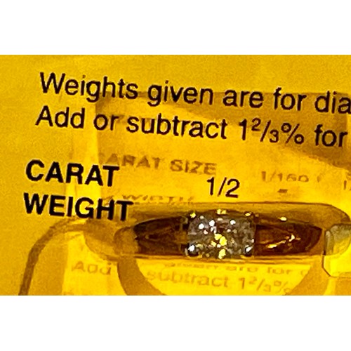 202 - 18CT (750) YELLOW GOLD CUSHION CUT DIAMOND RING APPROX HALF A CARAT - RING WEIGHT 4.01g (P21179878/A... 