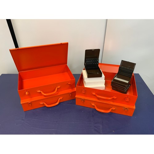 99 - ASSORTMENT OF STEEL BOXES / 4 LARDGE/4 DOUBLE DRILL BIT BOXES/6 SINGLE DRILL BIT BOXES