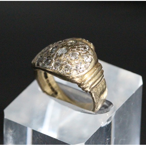 128 - 375 9CT GOLD BOXING GLOVE RINGWITH 6 DIAMONDS & PARTIAL PASTE - RING WEIGHT 13.74g (P19278967/A)