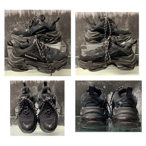 145 - BALENCIAGA TRIPLE S BLACK TRAINERS SIZE 37 (UK 4) COST NEW £825 (P22207286 / AC/03/10112022)