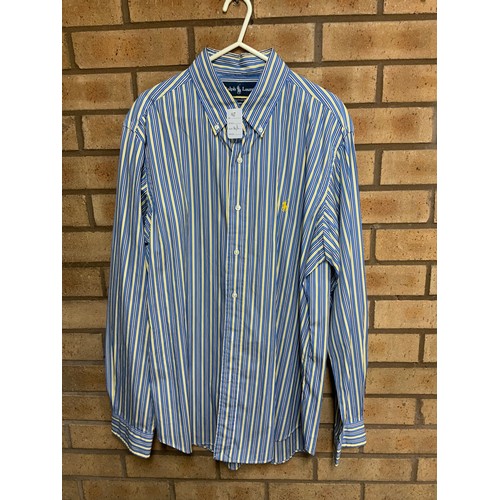 22 - 4 x MENS SHIRTS - 2 x RALPH LAUREN SIZE L, ARMANI JEANS SHIRT SIZE L & EATON SHIRT SIZE 17 COLLA... 