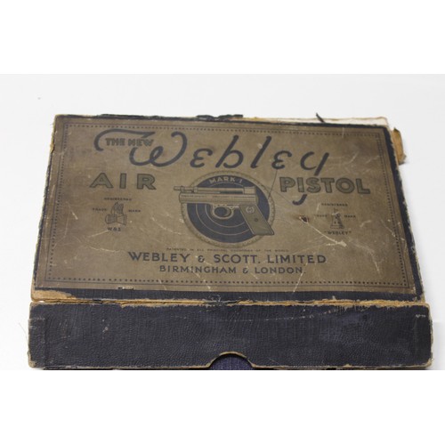 113 - WEBLEY & SCOTT LTD BIRMINGHAM & LONDON AIR PISTOL MARK 1 WITH ORIGINAL BOX (1923-1924?) &... 