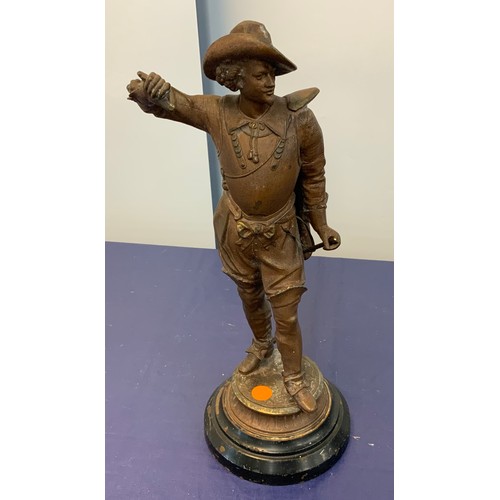 136 - VINTAGE MUSKETEER METAL STATUE