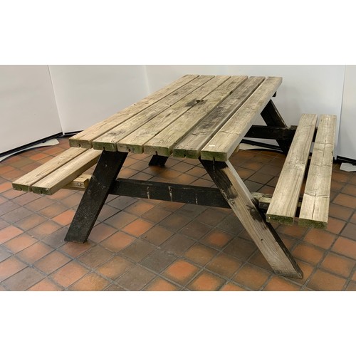 179 - WOODEN GARDEN PICNIC BENCH/TABLE