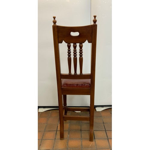 84 - MAHOGANY HIGH BACK BAR STOOL WITH LEATHER SEAT - ONLINE £525  EACH