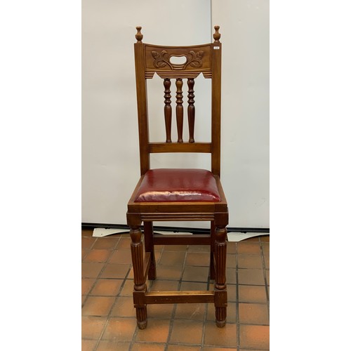 84 - MAHOGANY HIGH BACK BAR STOOL WITH LEATHER SEAT - ONLINE £525  EACH