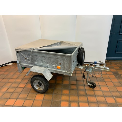 193 - 4 X 3 ERDE TIPPER TAILGATE TRAILER WITH JOCKEY WHEEL & COVER - COST WHEN NEW £700