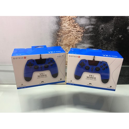 154 - 2 X GIOTECK VX4 WIRED CONTROLLER FOR PLAYSTATION 4 TOTAL RRP £59.50 ( P22150610 /C )... 