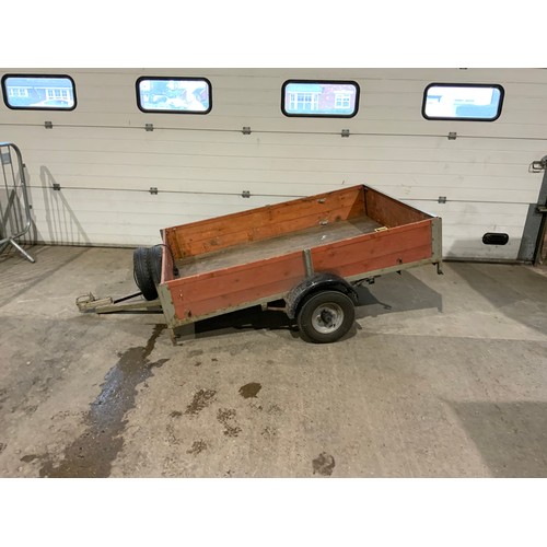 180 - 4FT X 6FT WOODEN TRAILER WITH SPARE WHEEL & LIGHTS