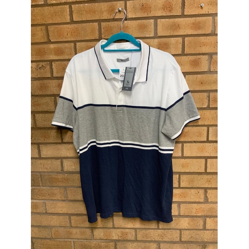 37 - GREY & WHITE POLO TOP SIZE XL RRP £15 ( P22088606 /C )