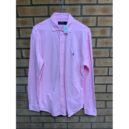 49 - RALPH LAUREN JERSEY SPREAD COLLAR SHIRT PINK SIZE M RRP £149 ( P23185119 )