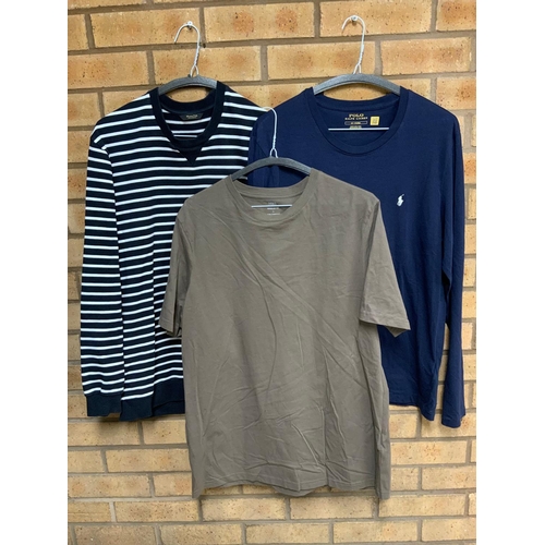 41 - 3 X MENS TOPS-MASSIMO DUTTI, RALPH LAUREN , M&S SIZE LARGE TOTAL RRP APPROX £100 ( P23185119 )