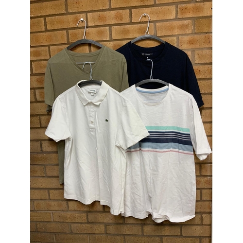 42 - 4 X MENS T-SHIRTS-ALL SAINTS - M,ASDA -L,PRIMARK - L,LACOSTE POLO SIZE US S ( P23185119 )