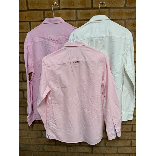 31 - 3 X MENS CREWE CLOTHING SHIRTS - (2 X SLIM FIT -PINK,WHITE.) SIZE M TOTAL RRP APPROX £170 ( P2318511... 