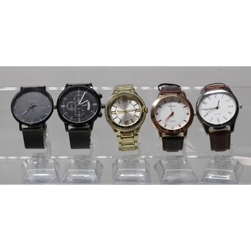 161 - 5 MENS WATCHES -GENEVEA,YOLAKO,MREURIO ETC ( P23011475 /C )