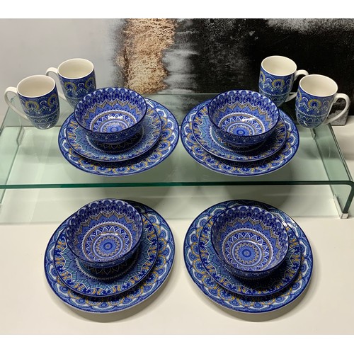 81 - 16 PIECE PORCELAIN CHINA DINNERWARE SET - SERVICE FOR 4 BY BANCASSO RRP £86 (NO REF-P24045968 )