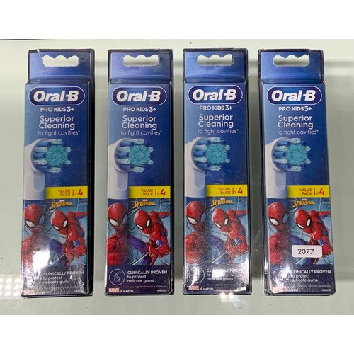 69 - ORAL B PRO KIDS 3+ SUPERIOR CLEANING SPIDERMAN TOOTHBRUSH HEADS 4 X PACKS OF 4 TOTAL RRP £47.96 (P24... 